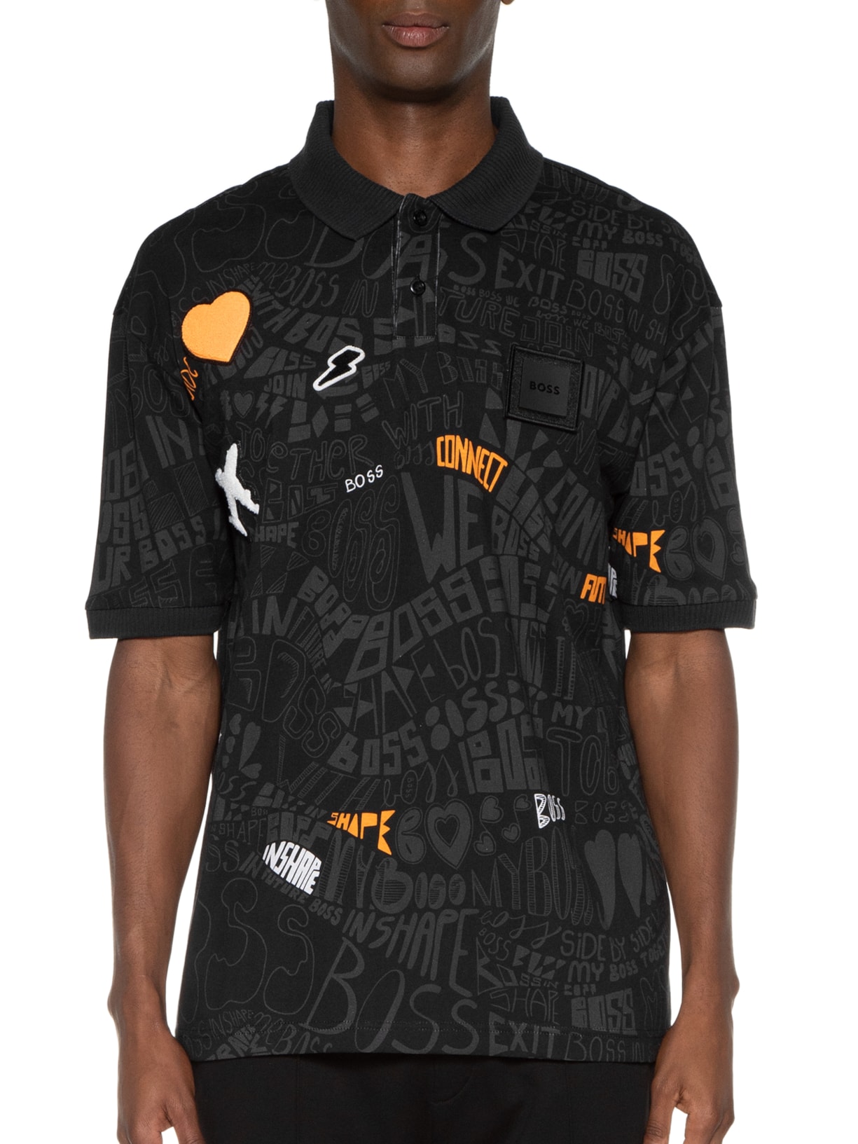 Polo Masculina Mangas Curtas Pirax Lotus Preto Boss