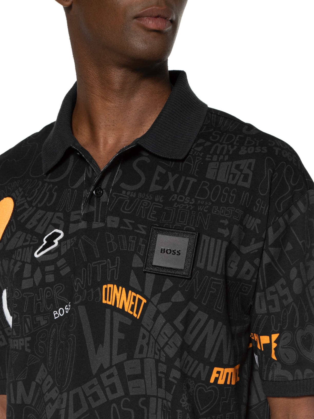 Polo Masculina Mangas Curtas Pirax Lotus Preto Boss