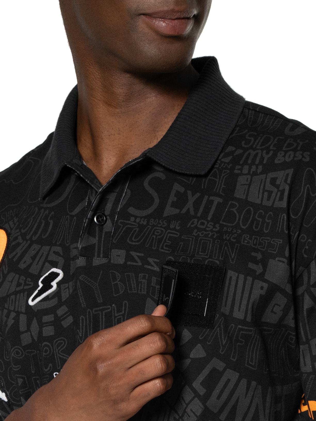 Polo Masculina Mangas Curtas Pirax Lotus Preto Boss