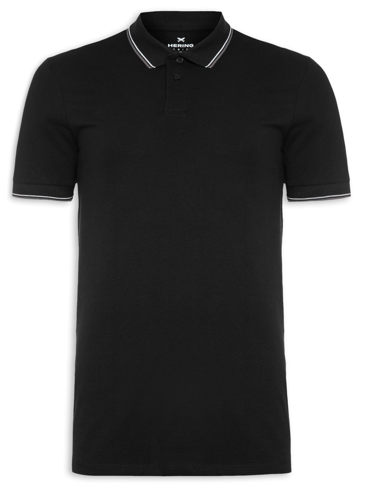 Polo Masculina Mangas Curtas - Preto