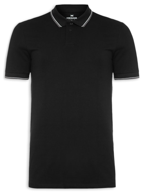 Polo Masculina Mangas Curtas - Preto