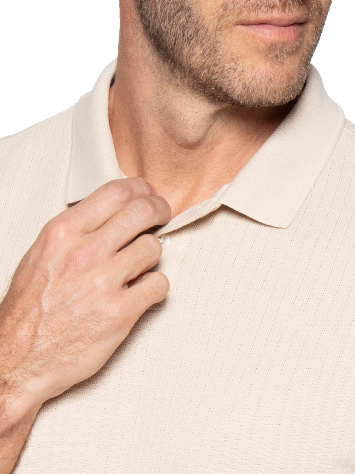 Polo Masculina Maquinetado Lina – Bege Reserva