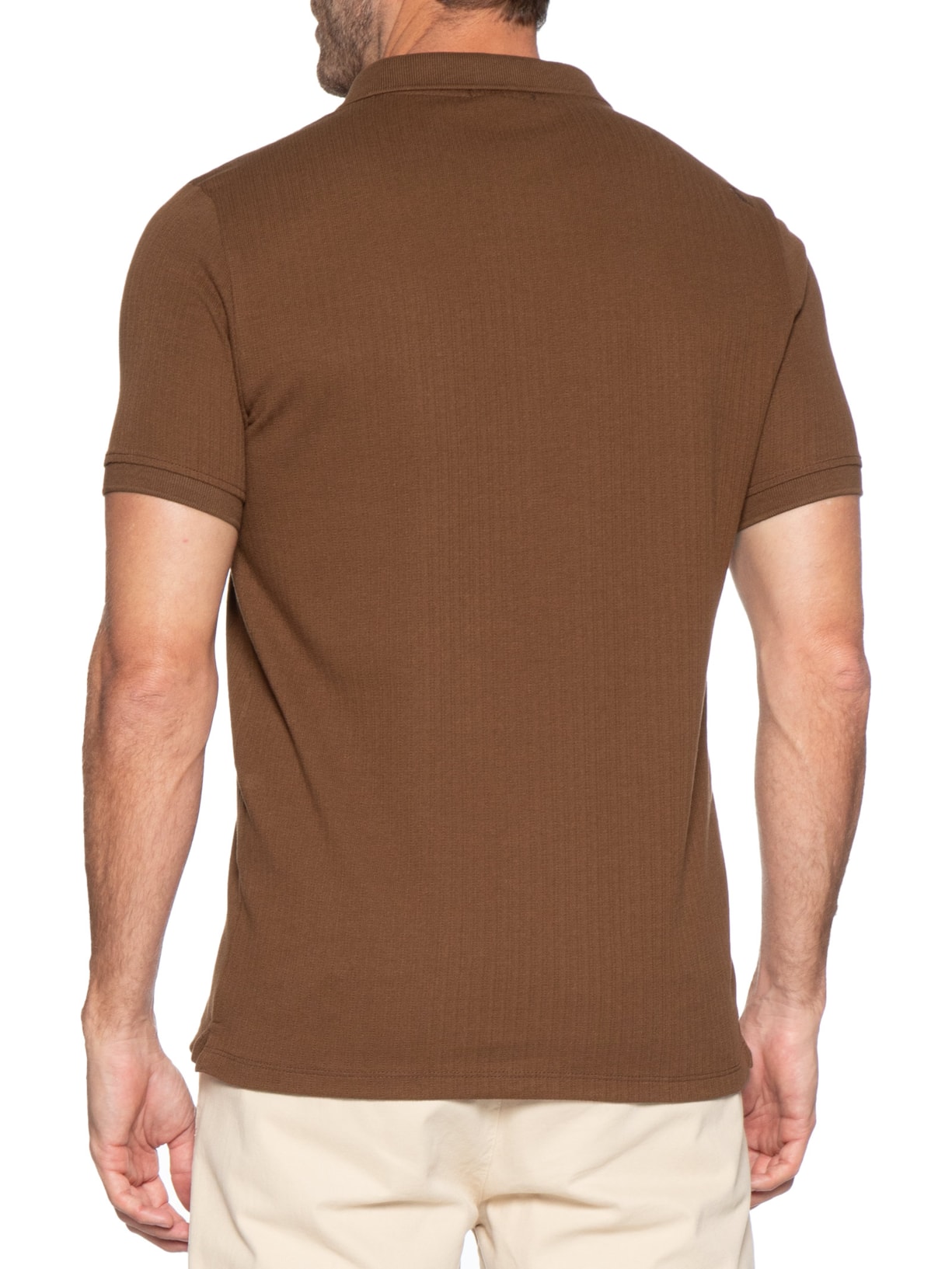 Polo Masculina Maquinetado Lina – Marrom Reserva