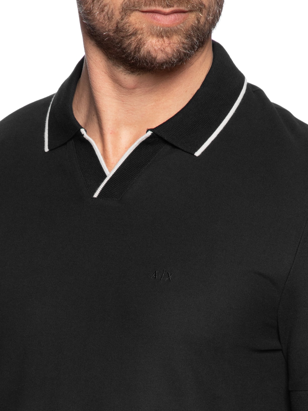 Polo Masculina Mc Slim Fit Buttonless Preto Armani Exchange