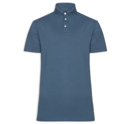 Polo Masculina Meia Malha Elastano - Azul
