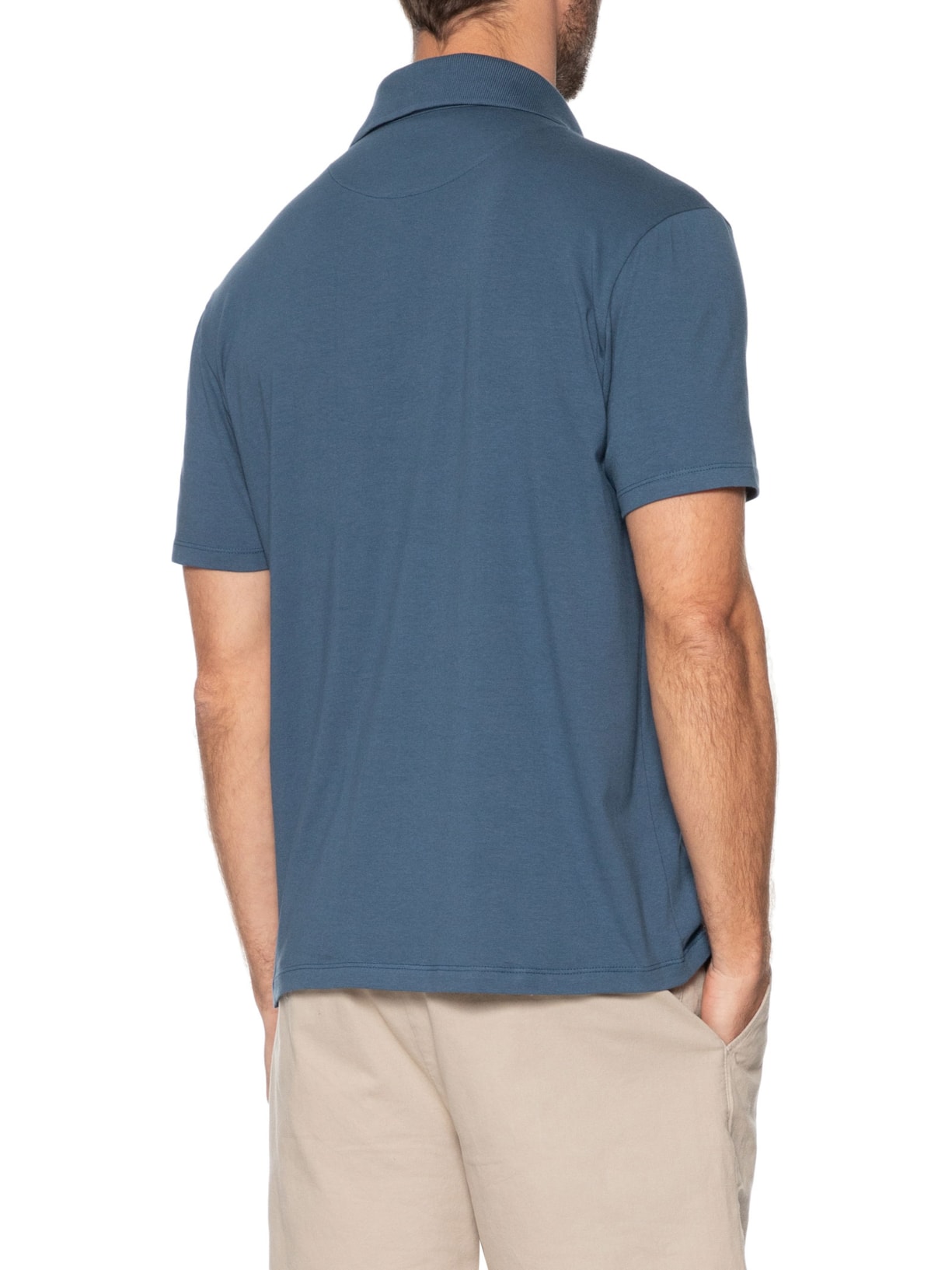 Polo Masculina Meia Malha Elastano Azul Zapalla