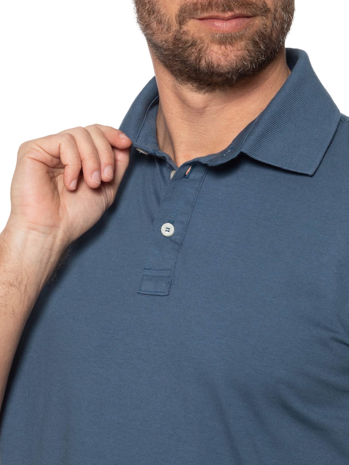Polo Masculina Meia Malha Elastano Azul Zapalla