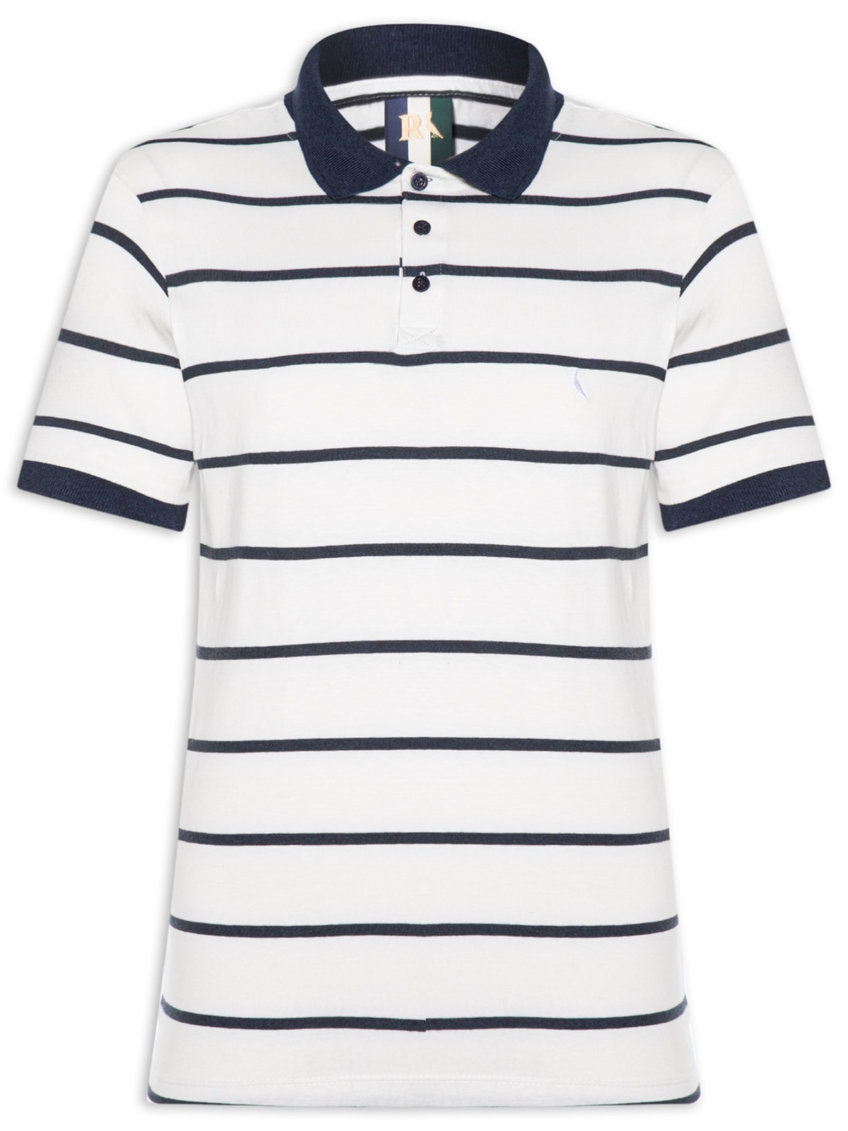 Polo Masculina Meia Malha Fio Tinto Azul Reserva