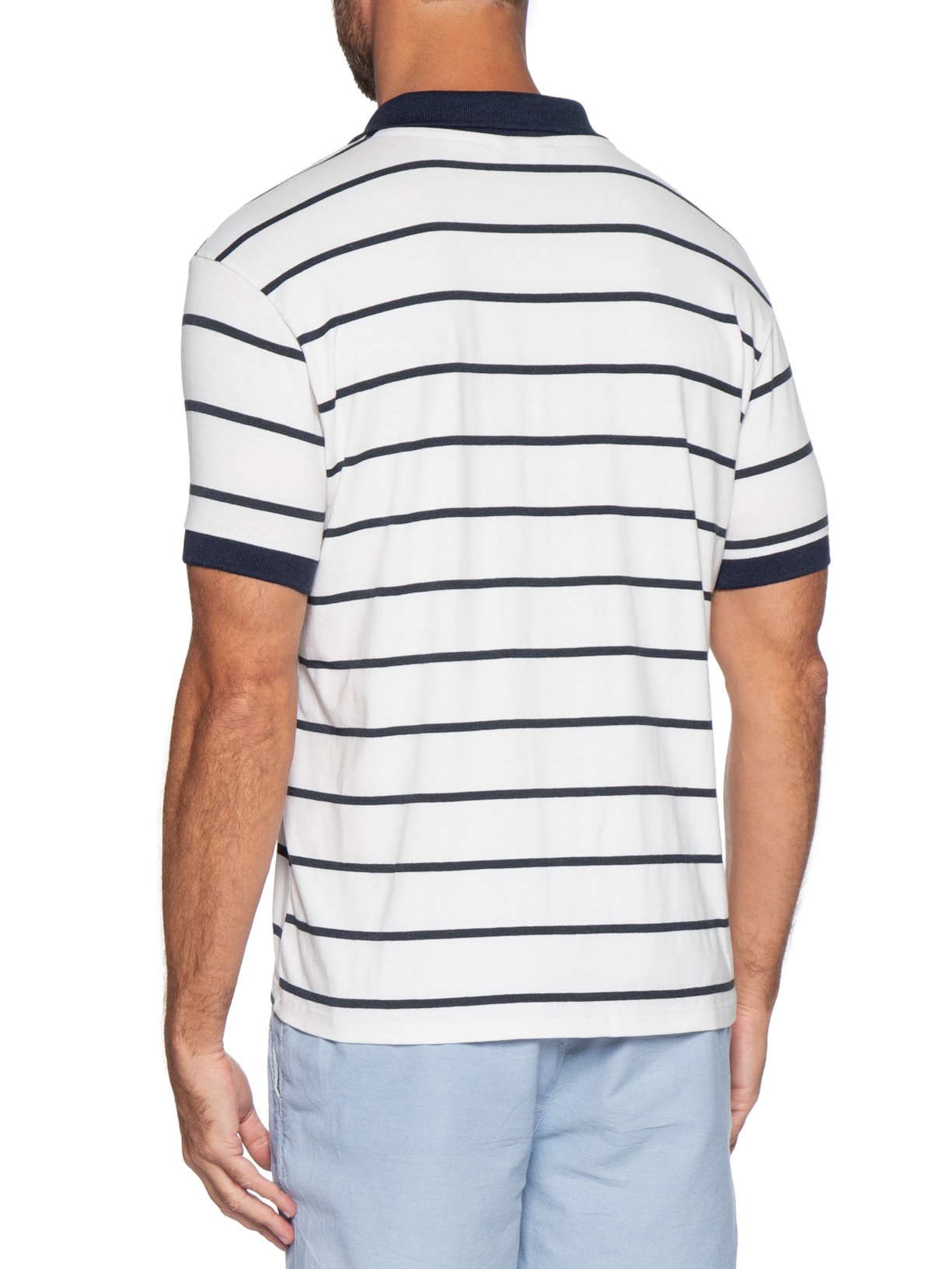 Polo Masculina Meia Malha Fio Tinto Azul Reserva