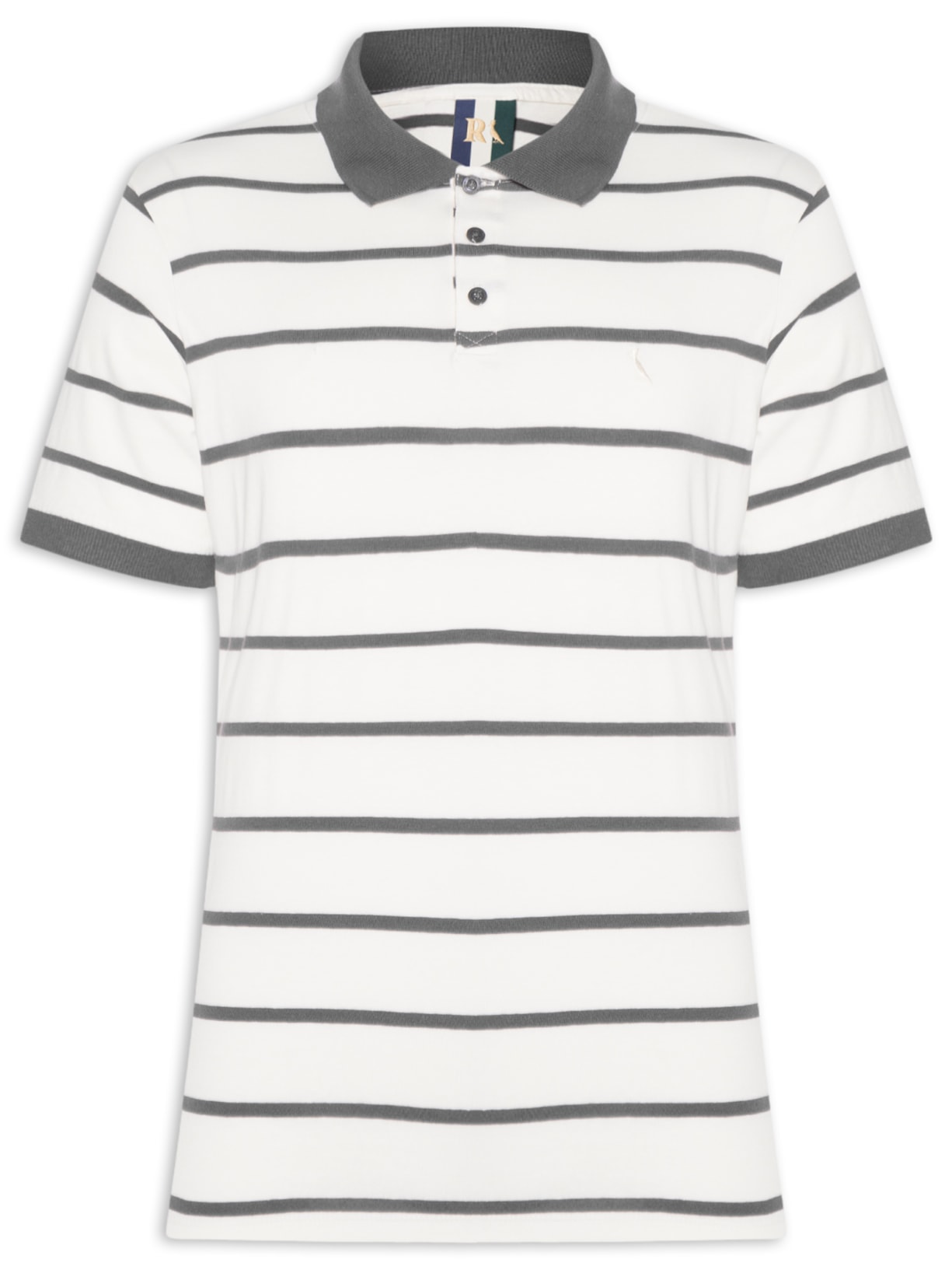 Polo Masculina Meia Malha Fio Tinto Cinza Reserva