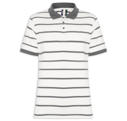 Polo Masculina Meia Malha Fio Tinto - Cinza