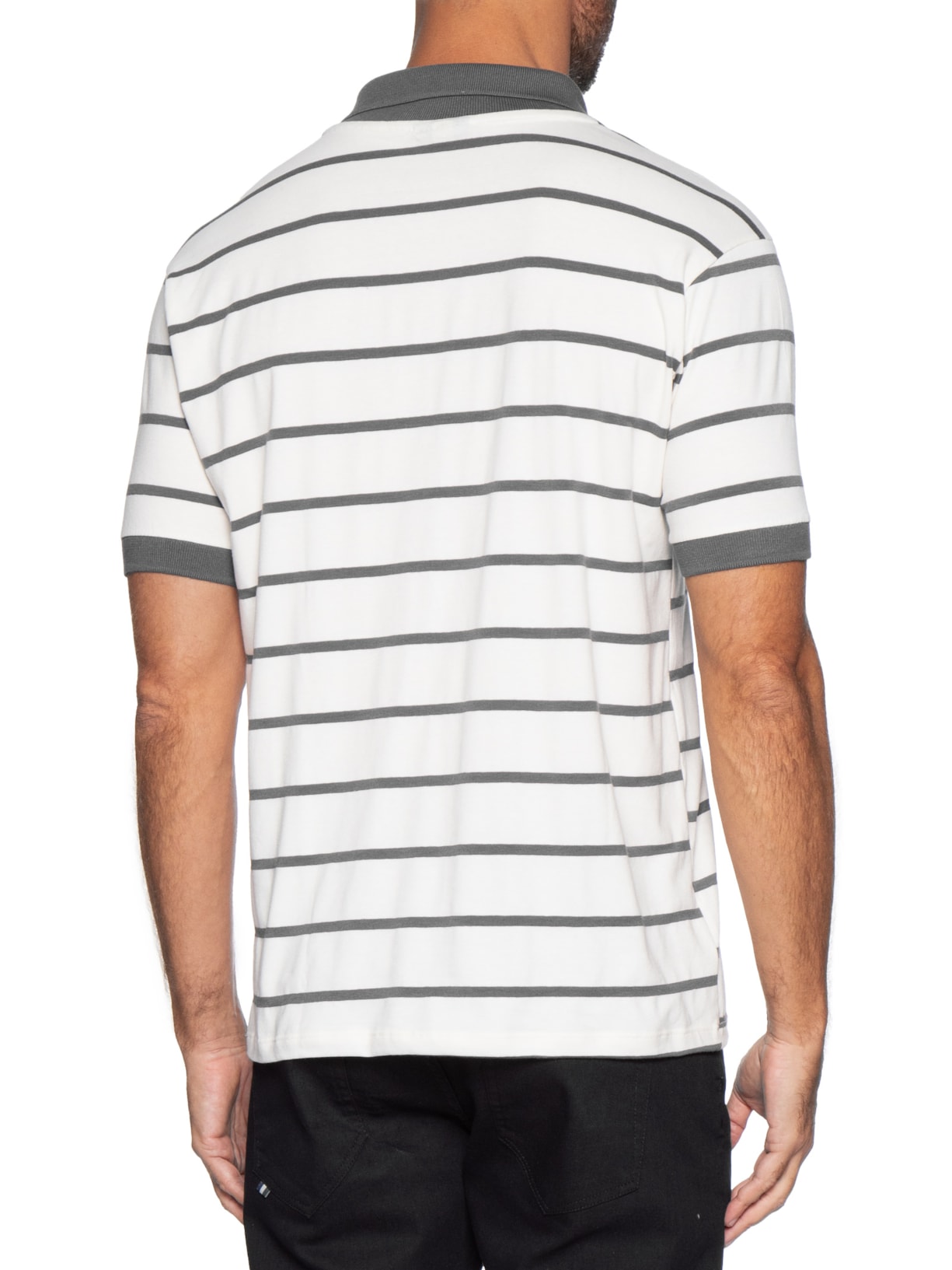 Polo Masculina Meia Malha Fio Tinto Cinza Reserva