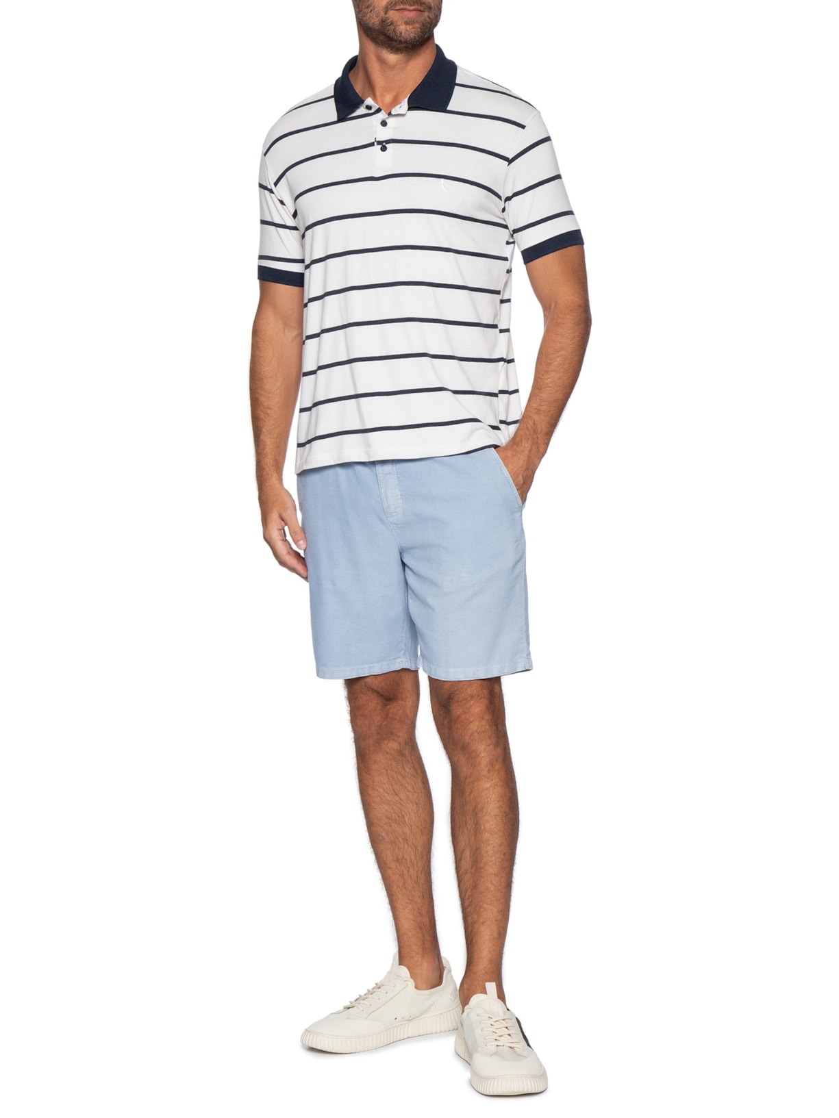 Polo Masculina Meia Malha Fio Tinto – Azul Reserva