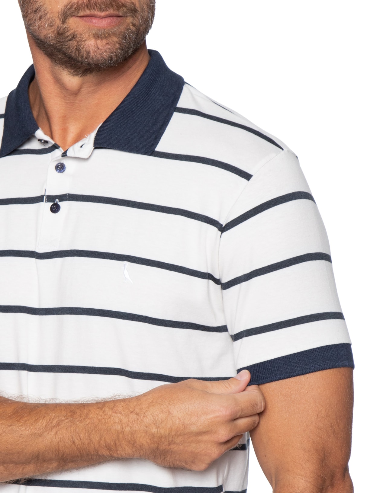 Polo Masculina Meia Malha Fio Tinto – Azul Reserva