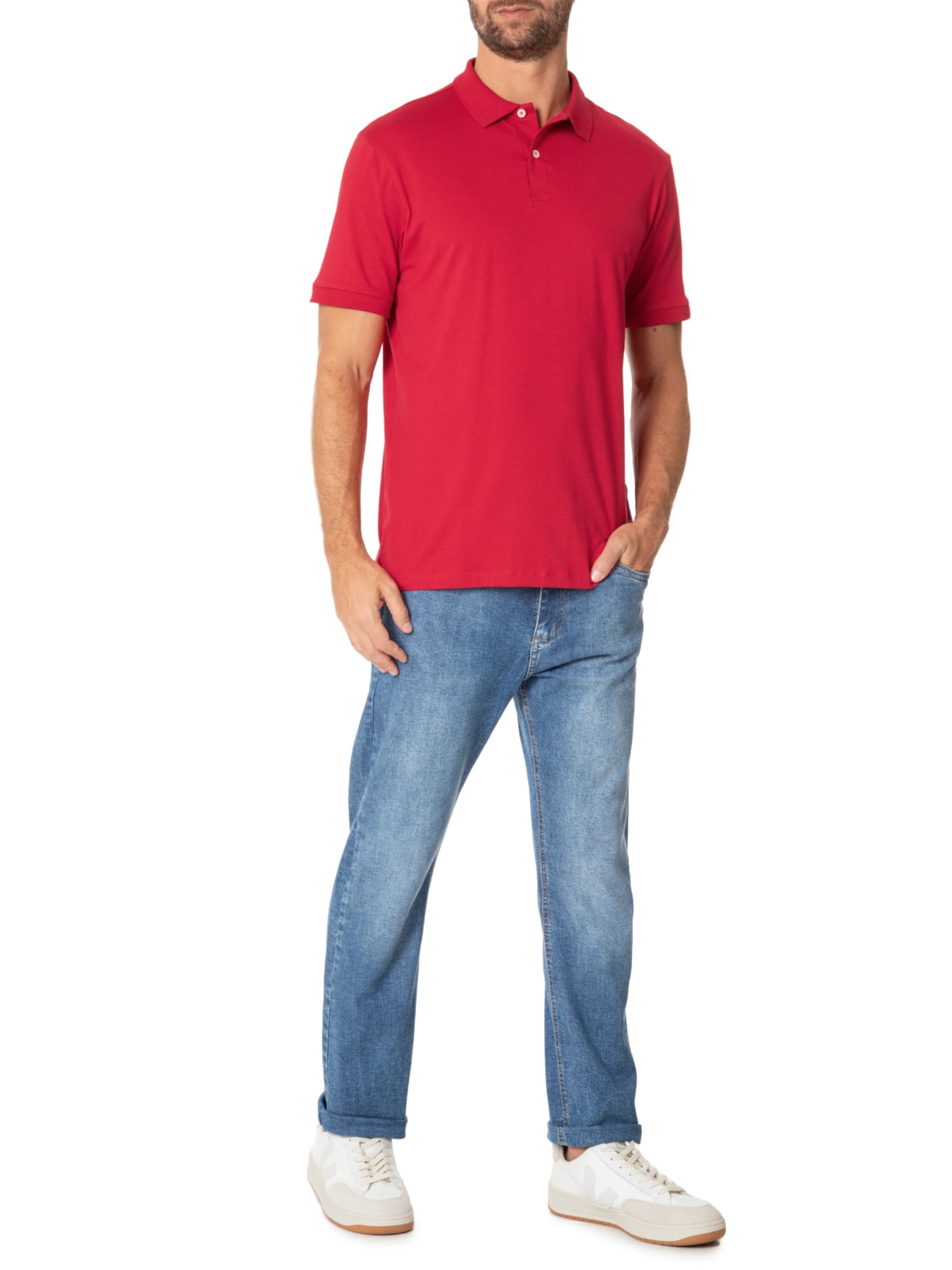 Polo Masculina Meia Malha Pima Vermelho Zapalla