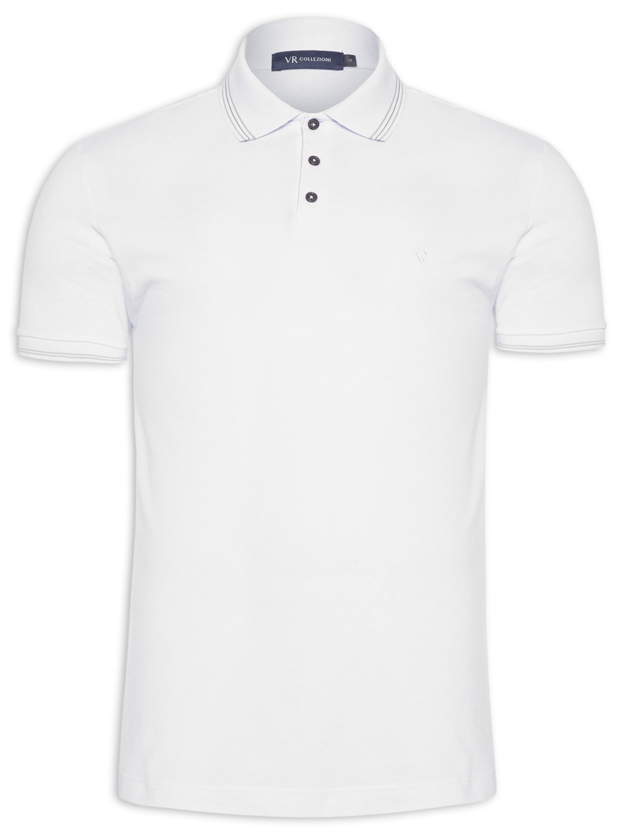 Polo Masculina Melange Collar - Branco