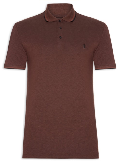 Polo Masculina Mescla Frisos – Marrom