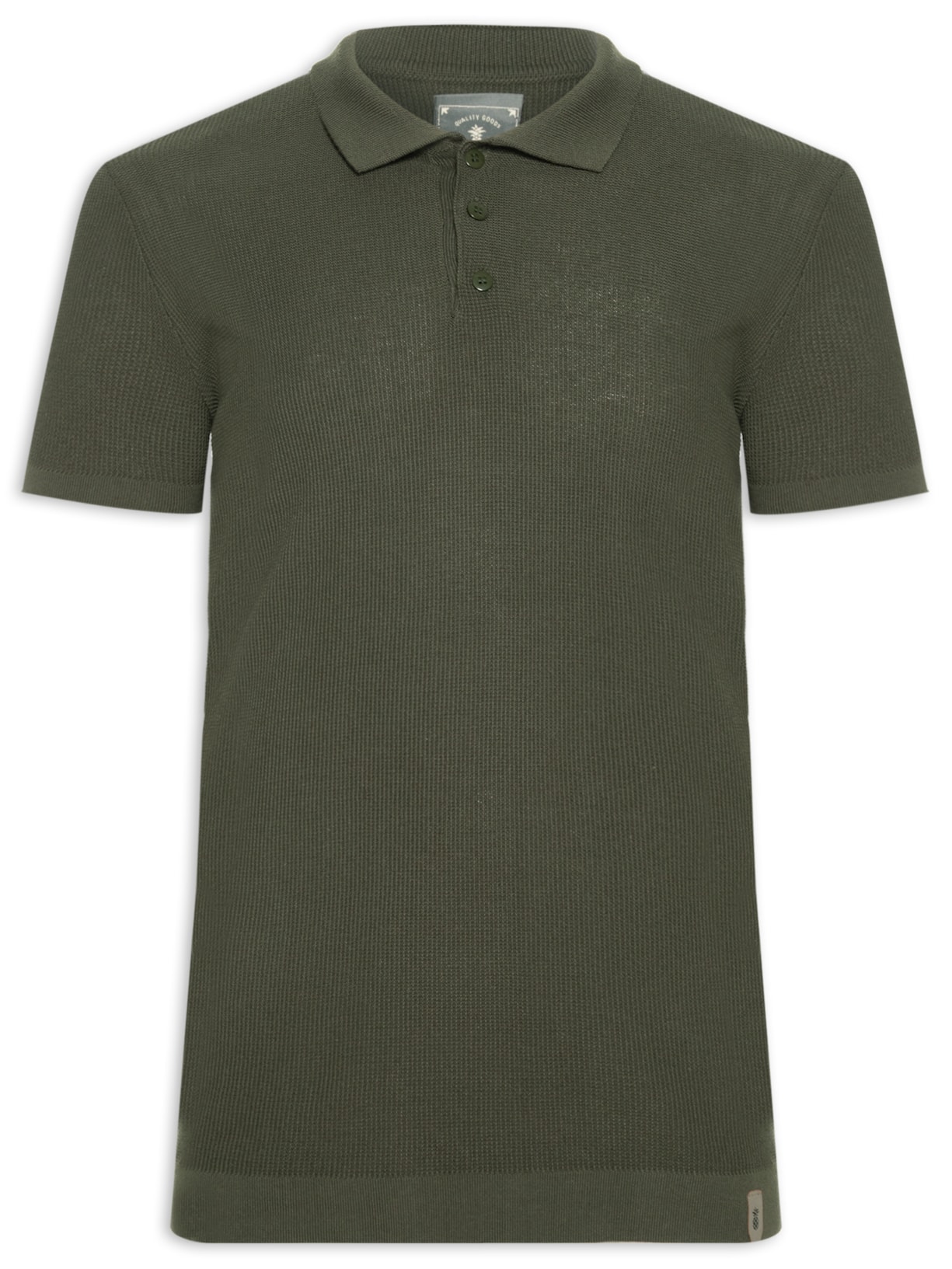 Polo Masculina Micro Quadrilé Em Tricot - Verde