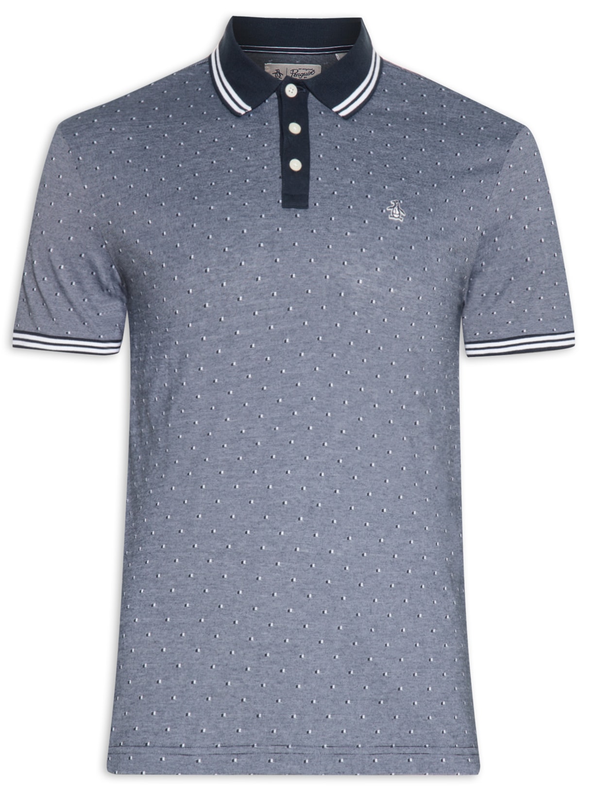 Polo Masculina Mini Jacquard - Azul