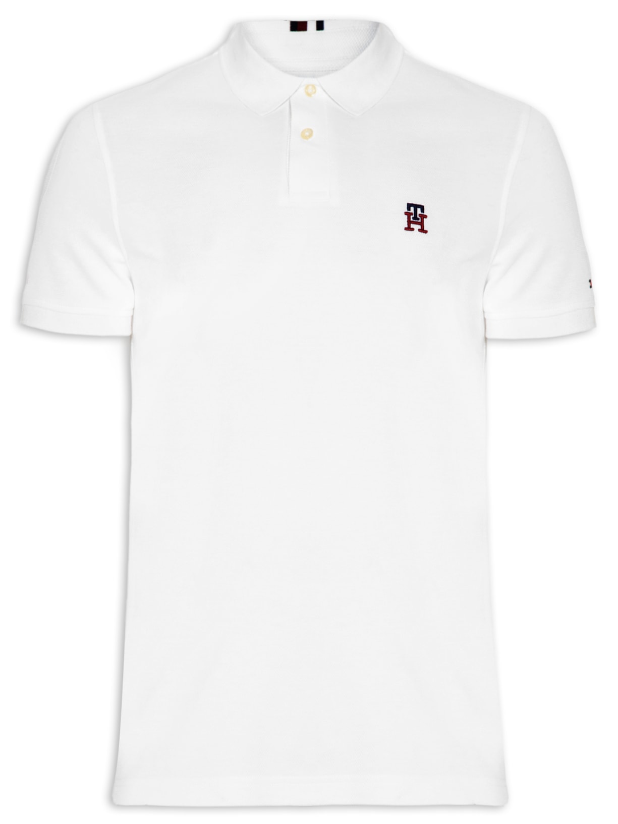 Polo Masculina Monogram Chest Graphic - Branco