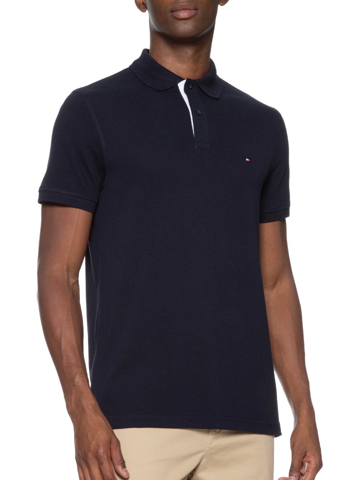 Polo Masculina Monotype Placket Regular Azul Tommy Hilfiger