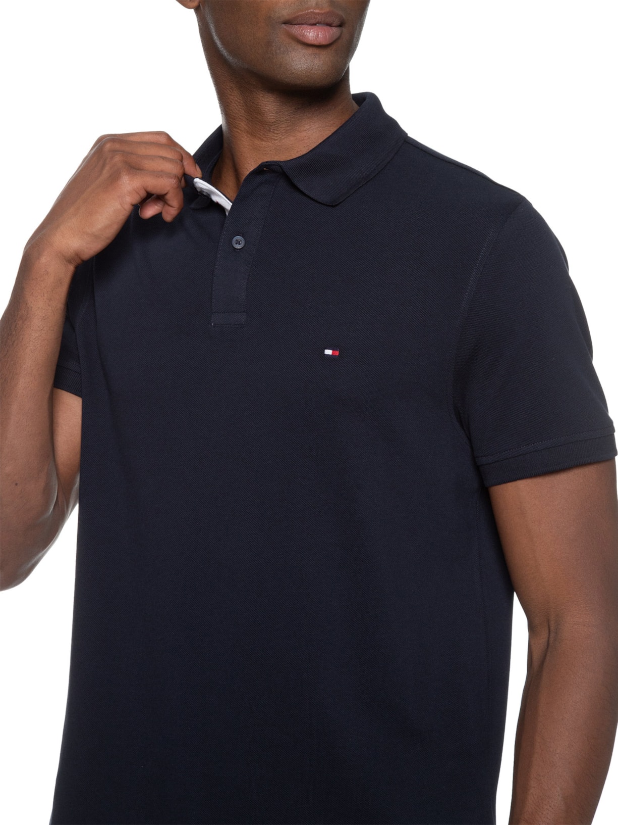 Polo Masculina Monotype Placket Regular Azul Tommy Hilfiger