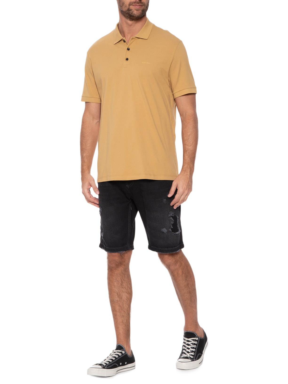 Polo Masculina New Simple Basic Gold Bege John John