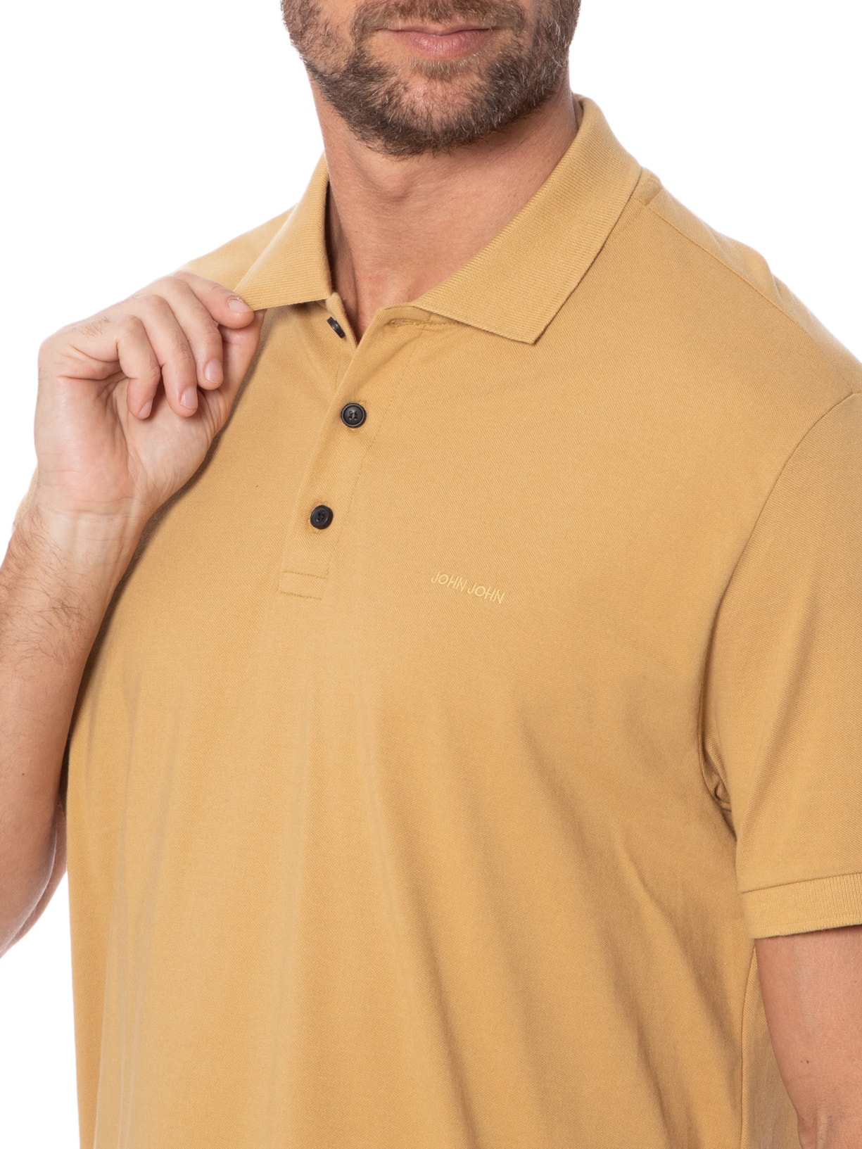 Polo Masculina New Simple Basic Gold Bege John John