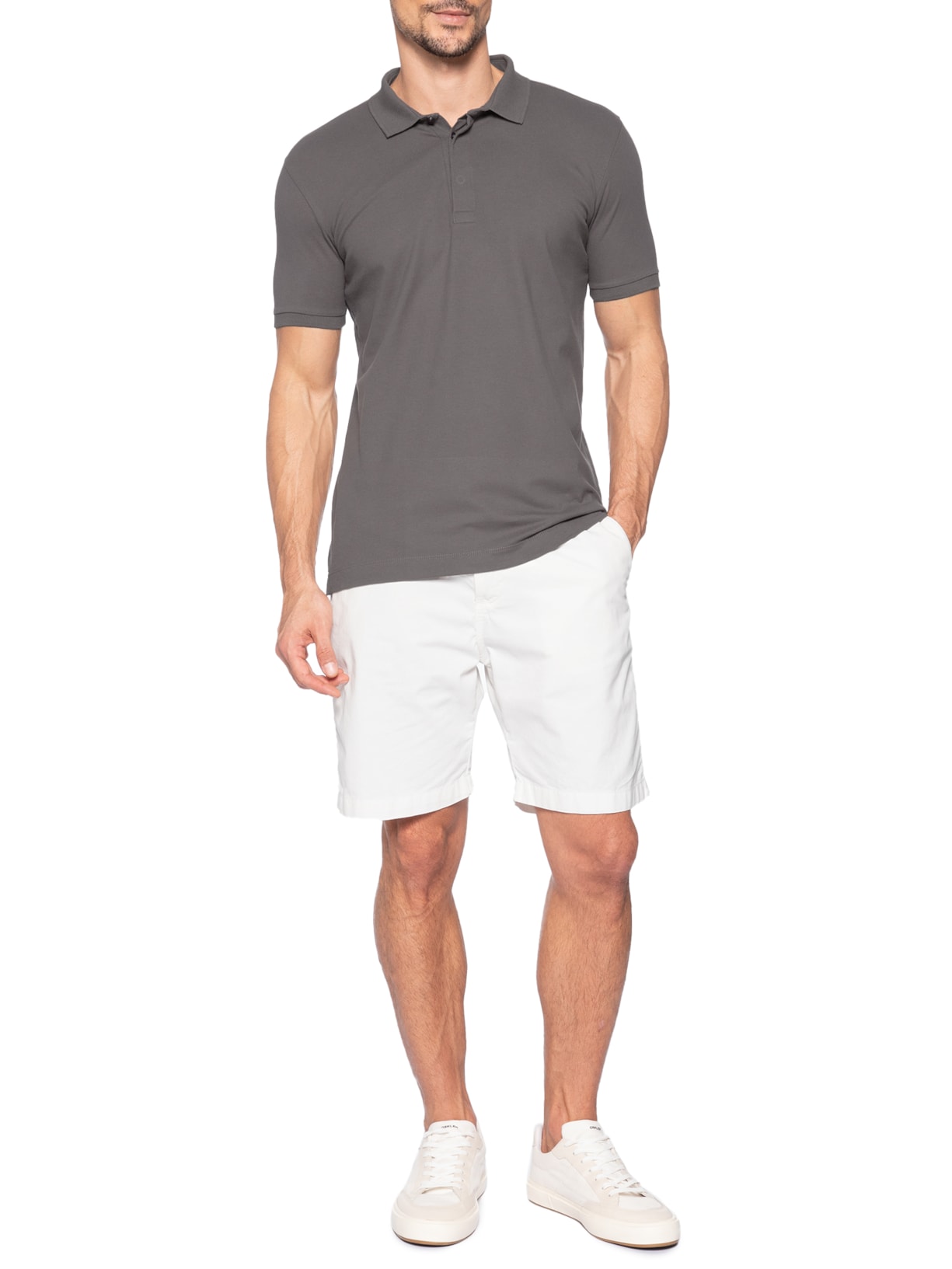 Polo Masculina Nova Iorque Piquet Premium Cinza Pineapple