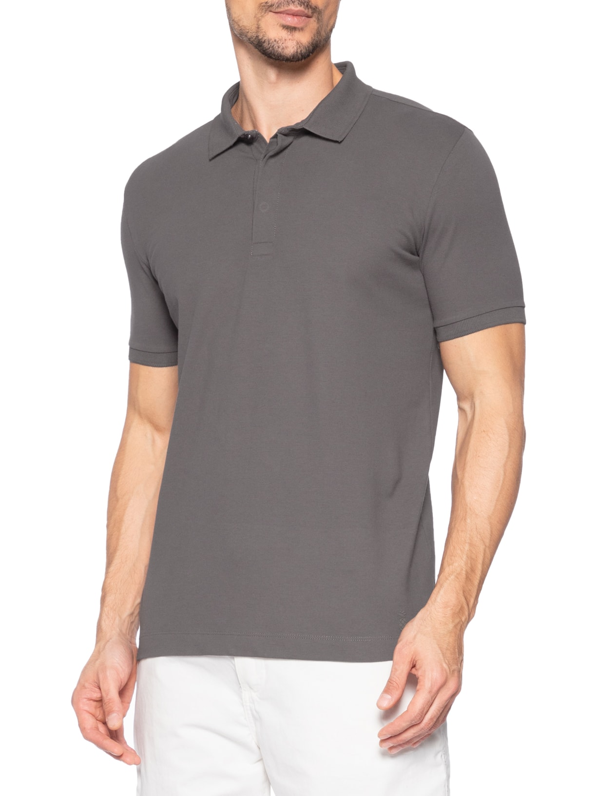 Polo Masculina Nova Iorque Piquet Premium Cinza Pineapple