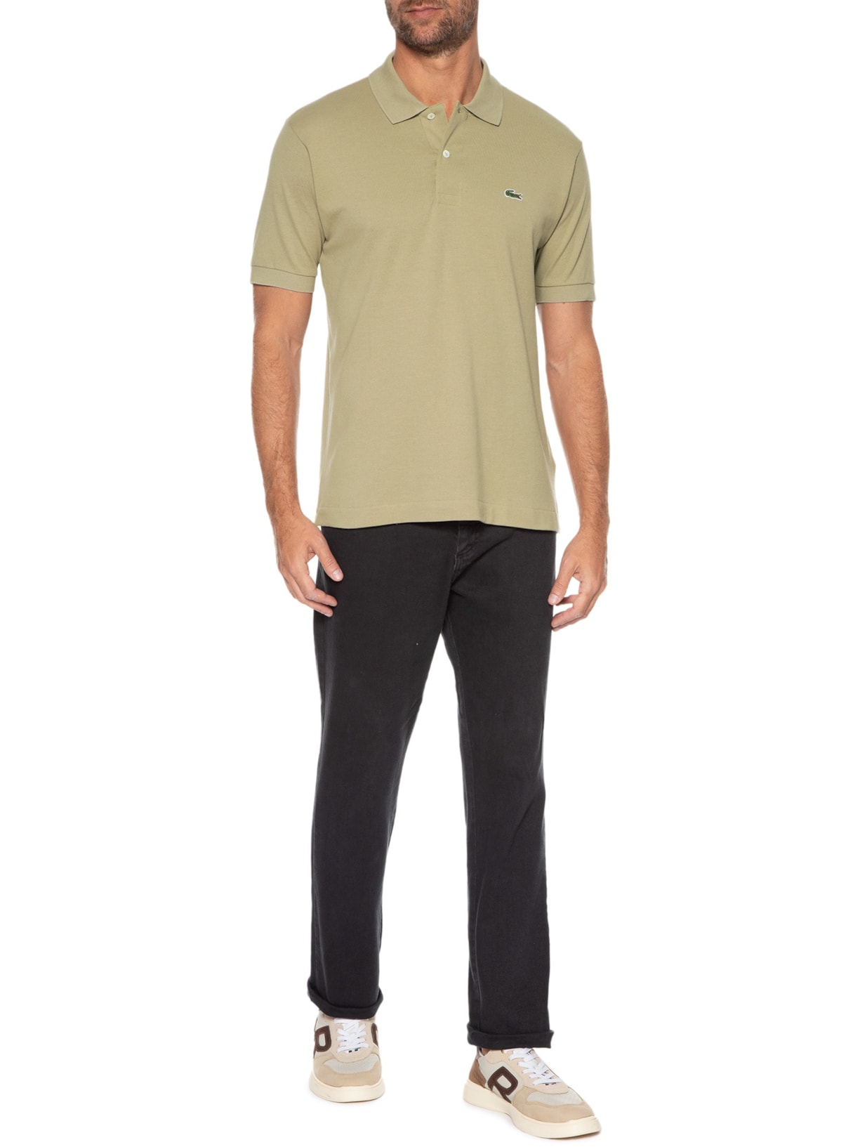Polo Masculina Original Classic Fit L.12.12 Em Piquet De Algodão Bege Lacoste