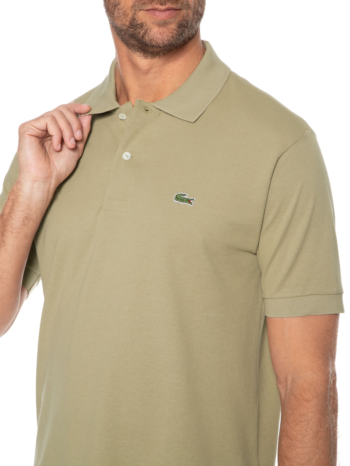 Polo Masculina Original Classic Fit L.12.12 Em Piquet De Algodão Bege Lacoste