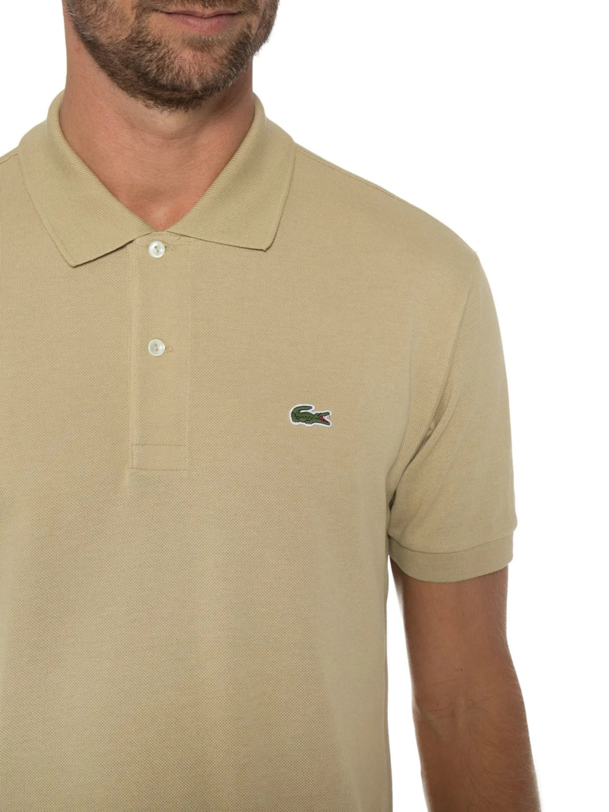 Polo Masculina Original Classic Fit L.12.12 Em Piquet De Algodão Bege Lacoste