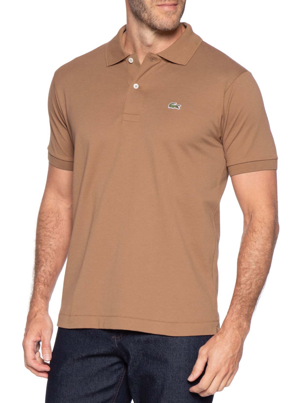 Polo Masculina Original Classic Fit L.12.12 Em Piquet De Algodão Marrom Lacoste
