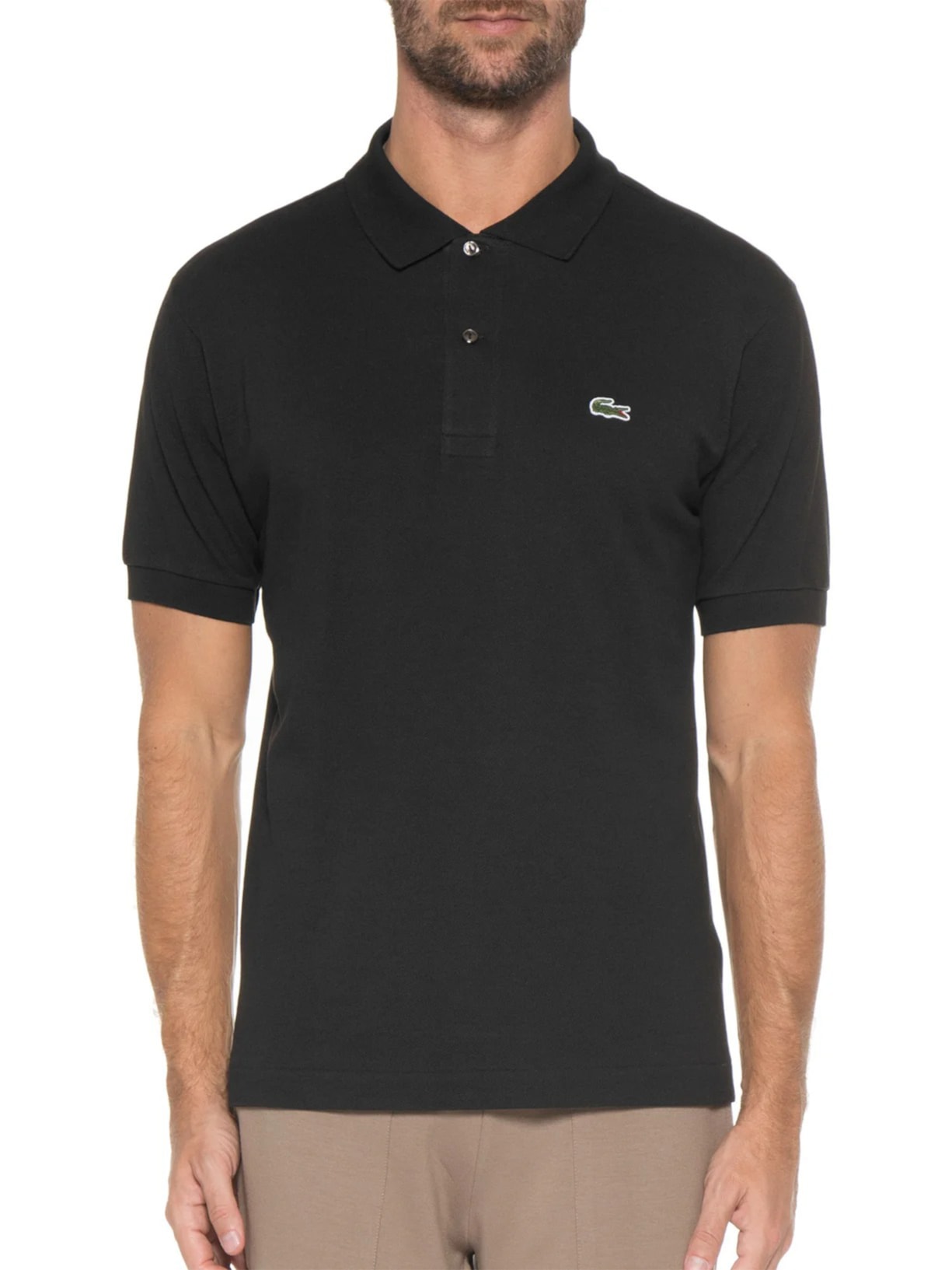 Polo Masculina Original Classic L.12.12 Em Piquet De Algodão Preto Lacoste