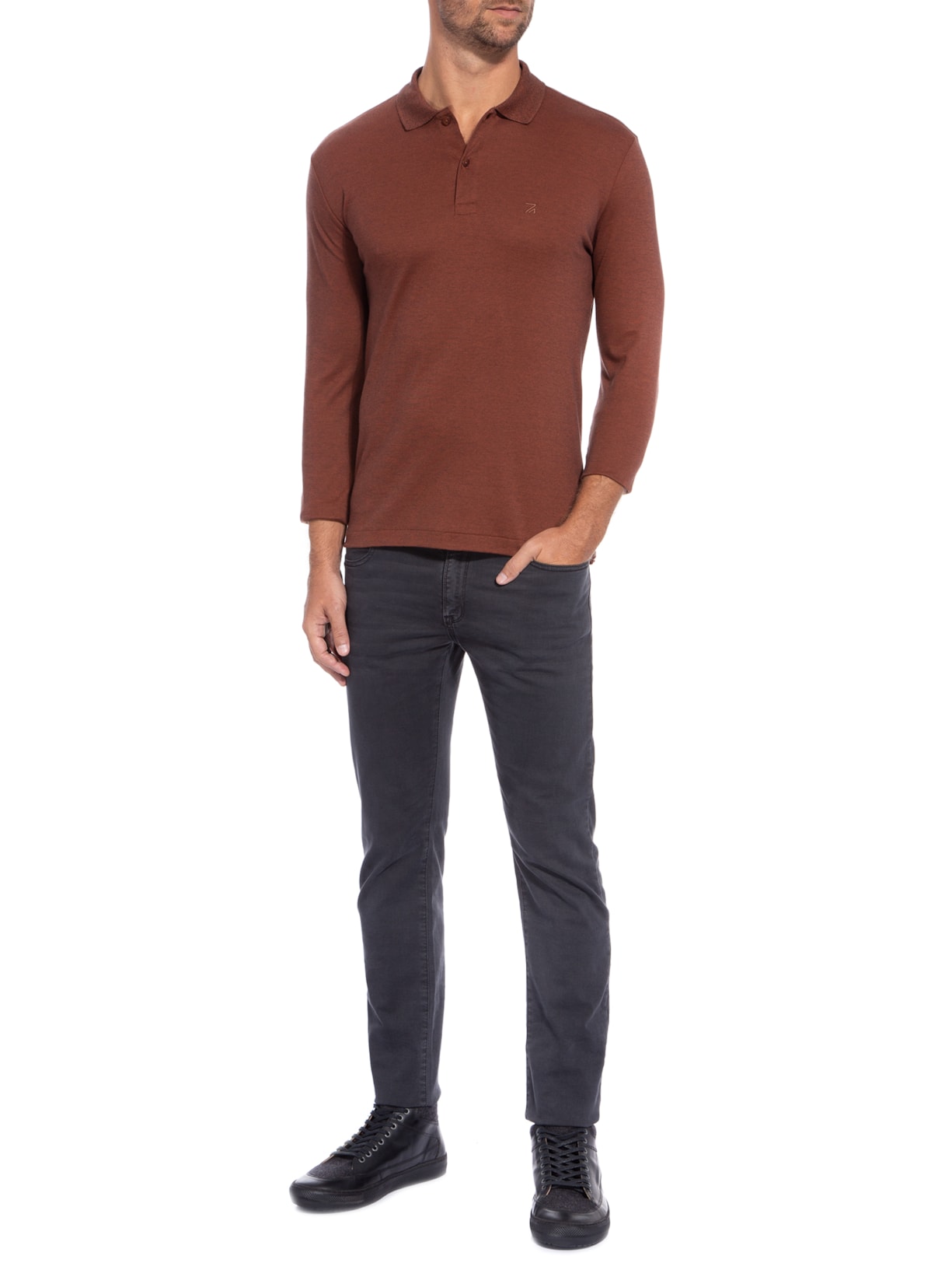 Polo Masculina Oxford Marrom Ricardo Almeida