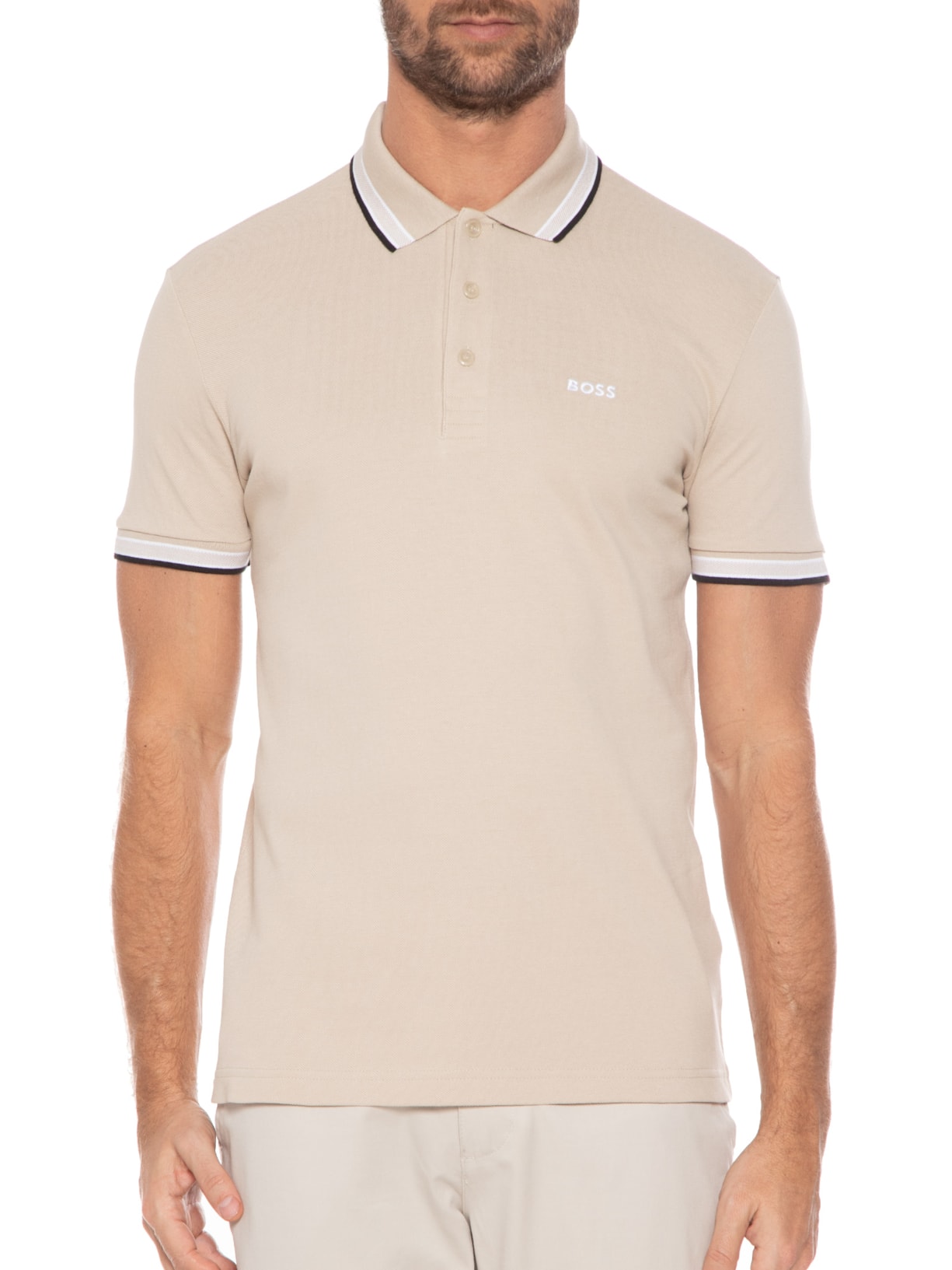 Polo Masculina Paddy Bege Boss