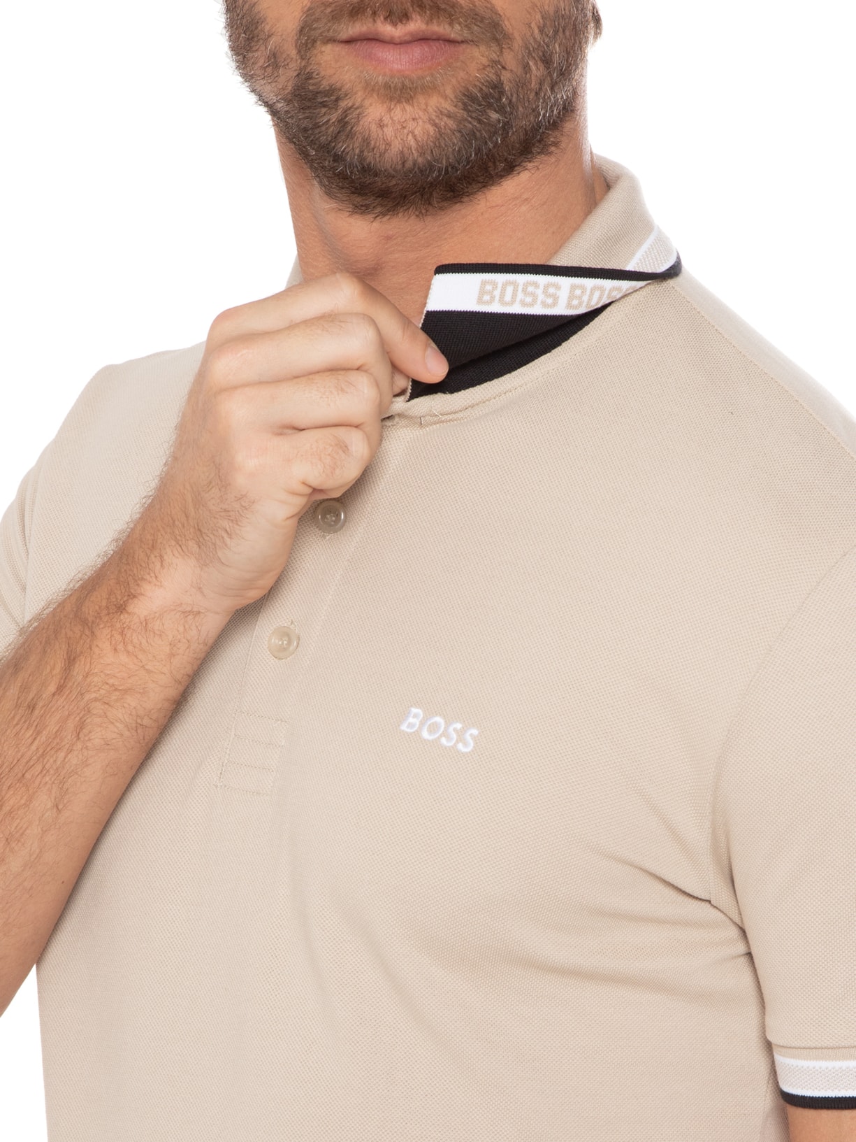 Polo Masculina Paddy Bege Boss