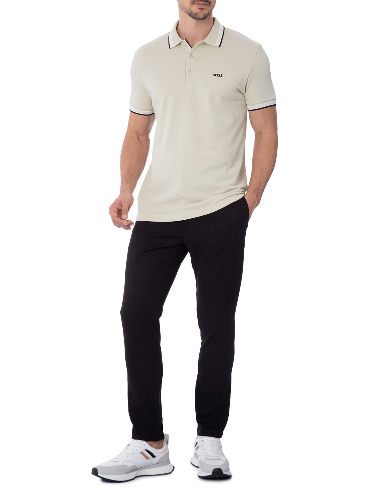 Polo Masculina Paddy Bege Boss