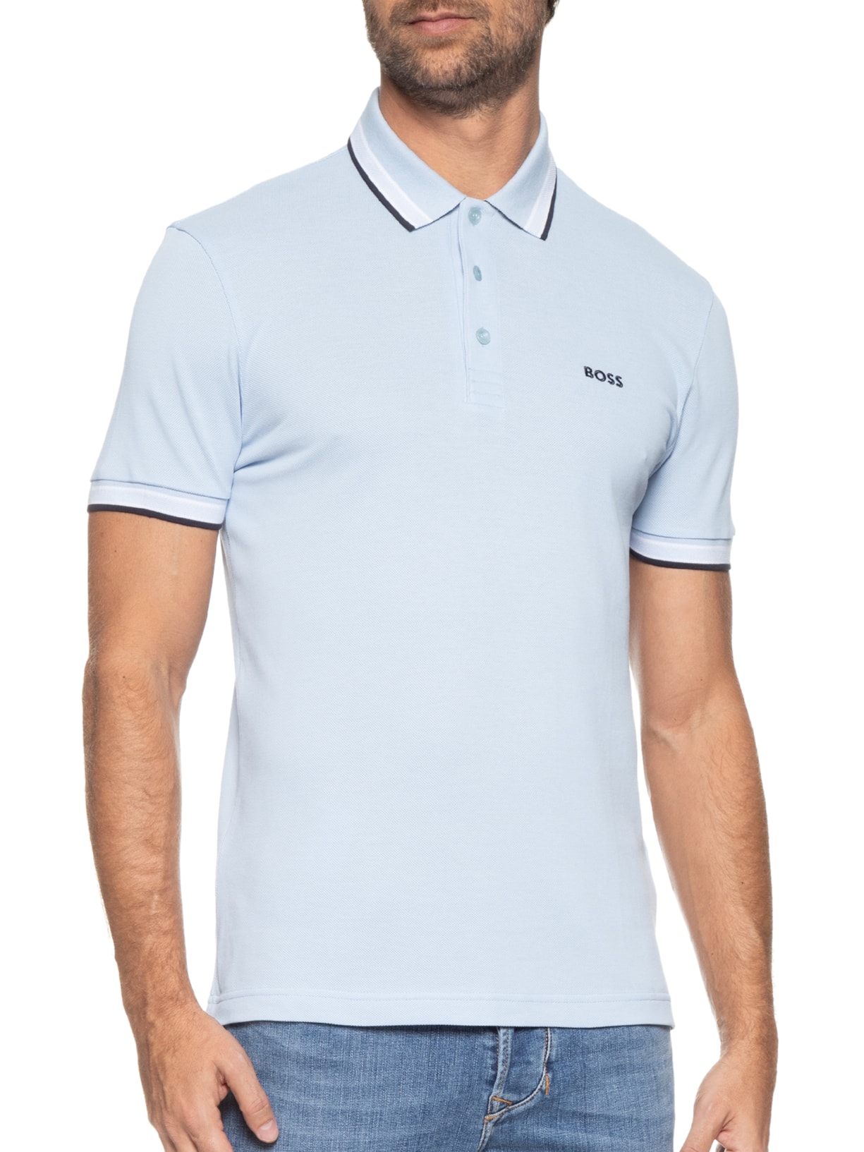 Polo Masculina Paddy Regular Fit  Azul Boss