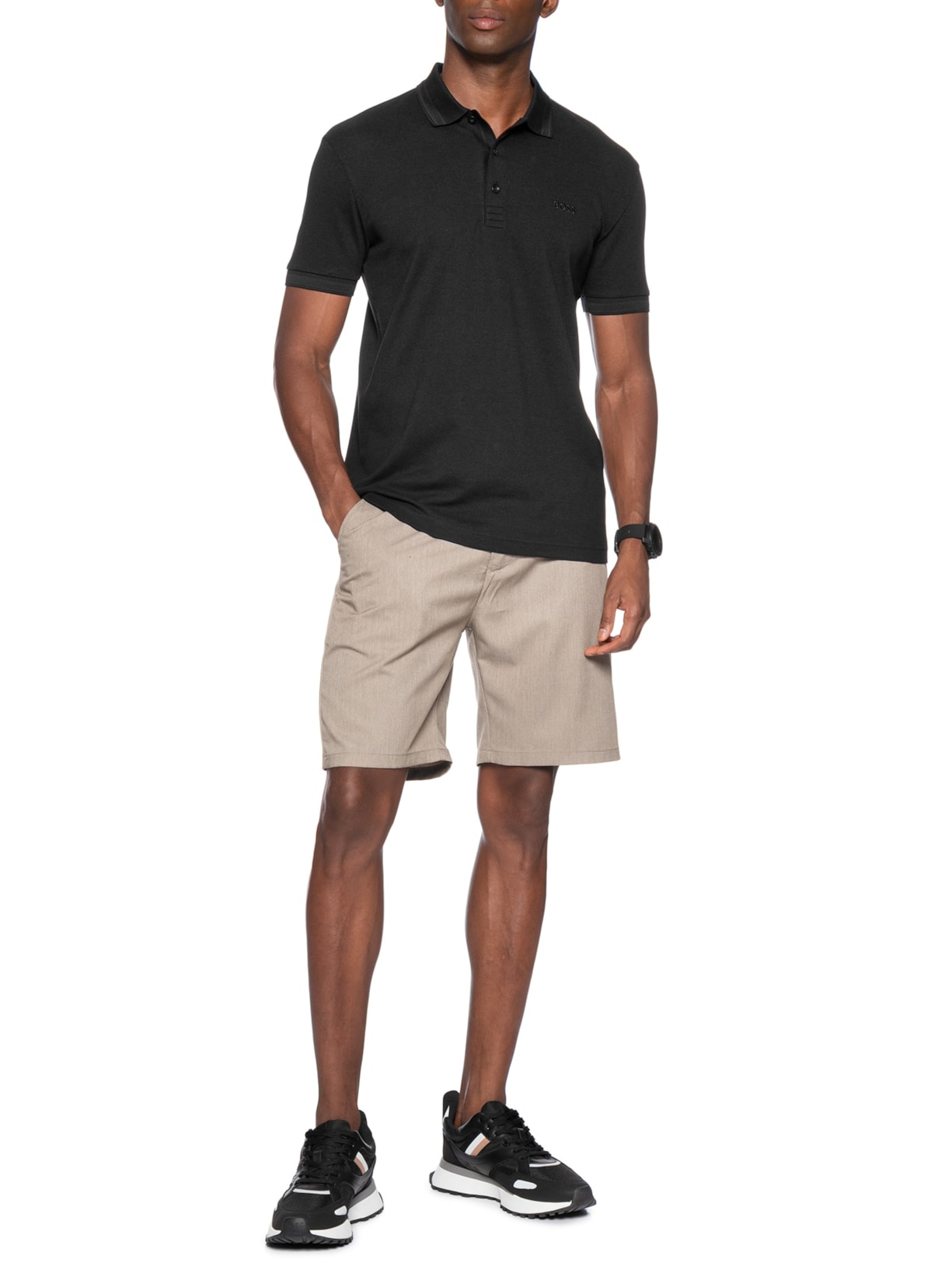 Polo Masculina Paddy Regular Fit Preto Boss