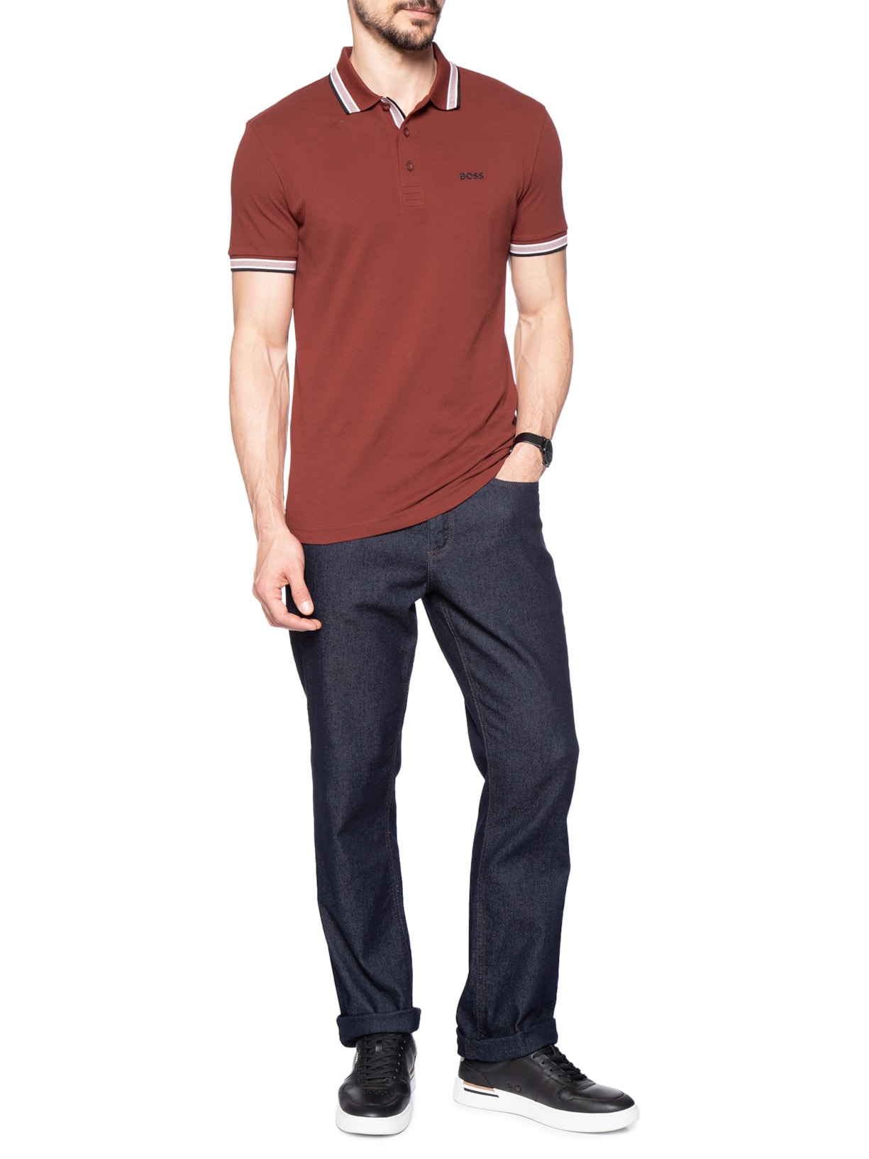 Polo Masculina Paddy Regular Fit  Rosa Boss