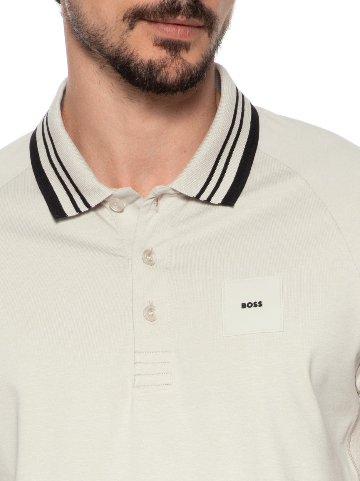 Polo Masculina Paddy Rib Bege Boss