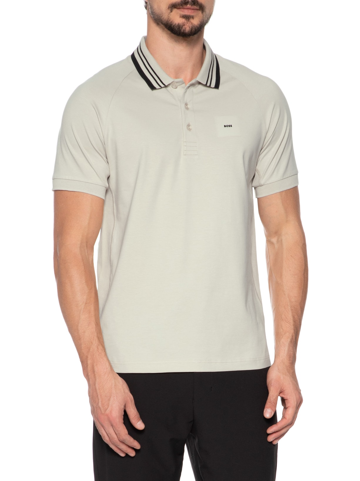 Polo Masculina Paddy Rib Bege Boss