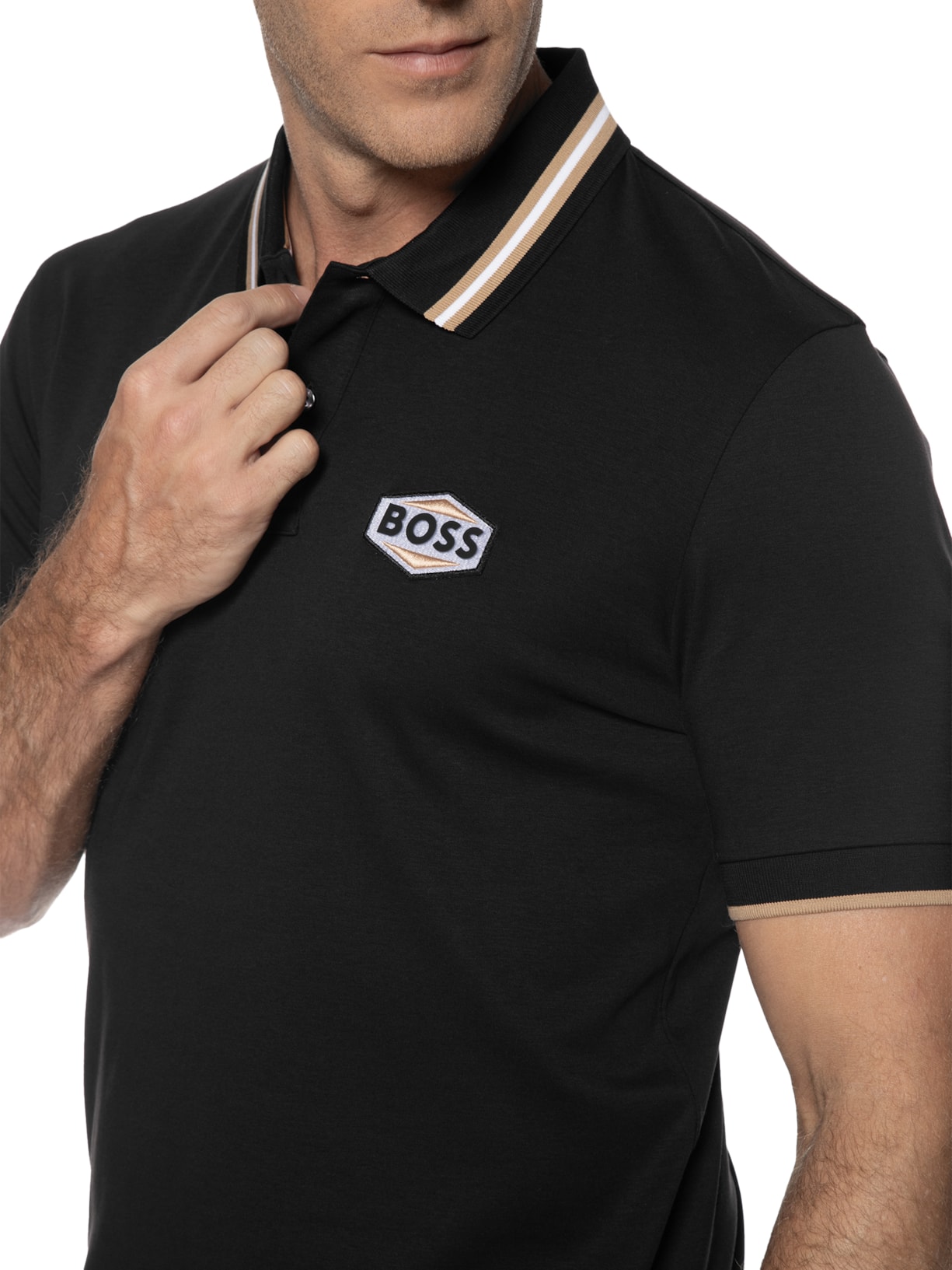 Polo Masculina Parlay 194 Preto Boss