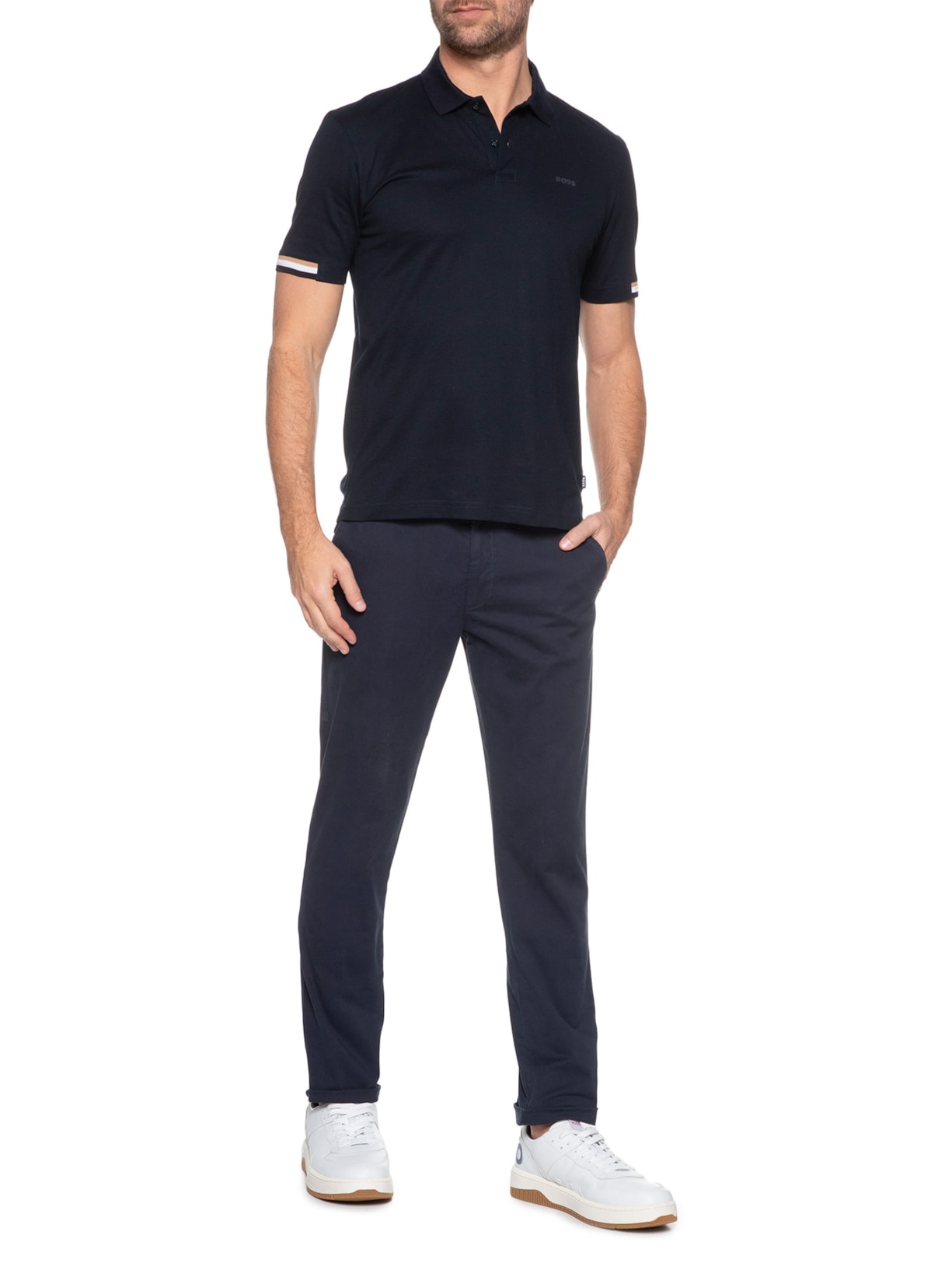 Polo Masculina Parlay Azul Boss