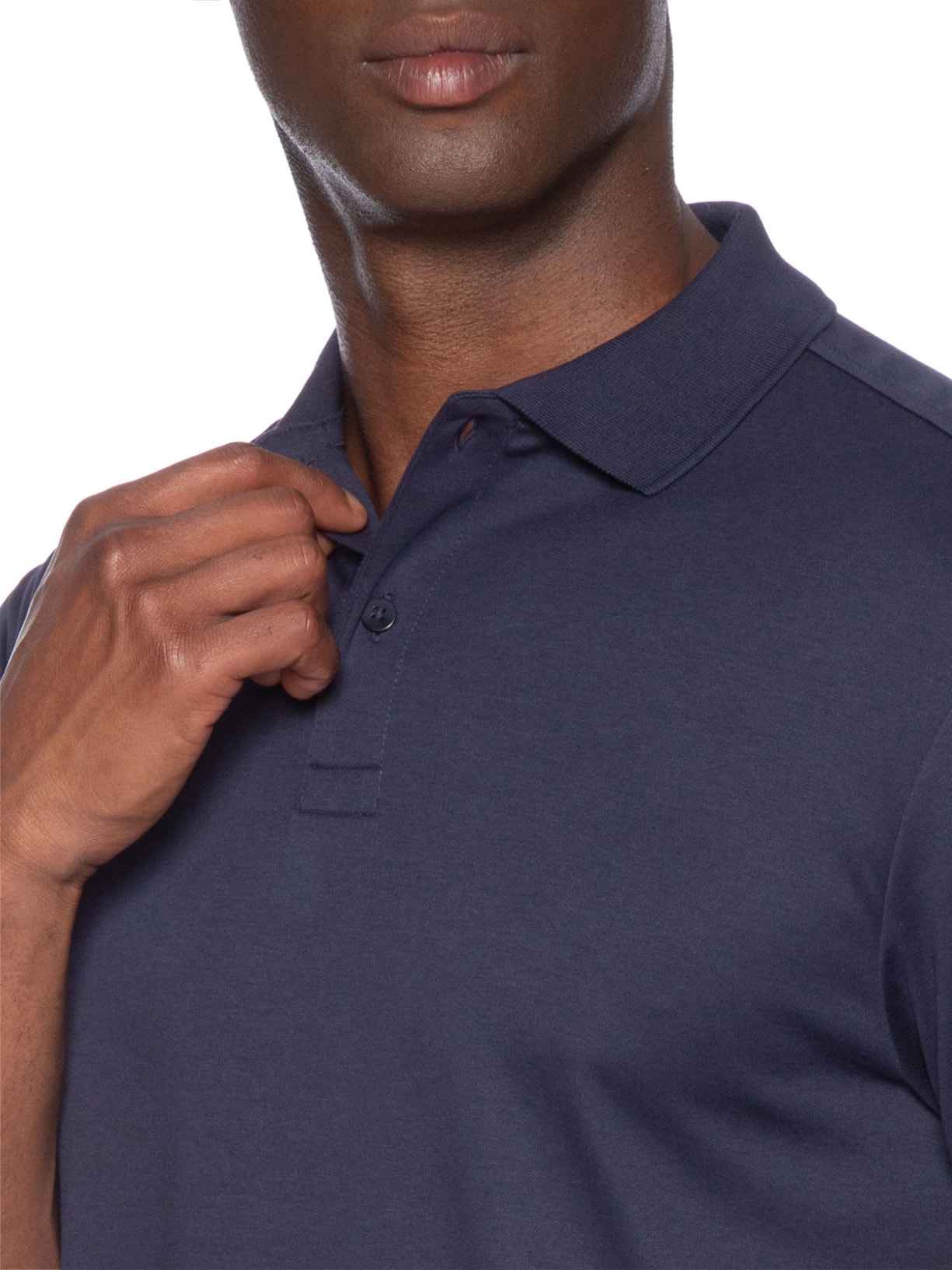 Polo Masculina Pima Cotton Com Botões Azul Paramount Alfaiataria