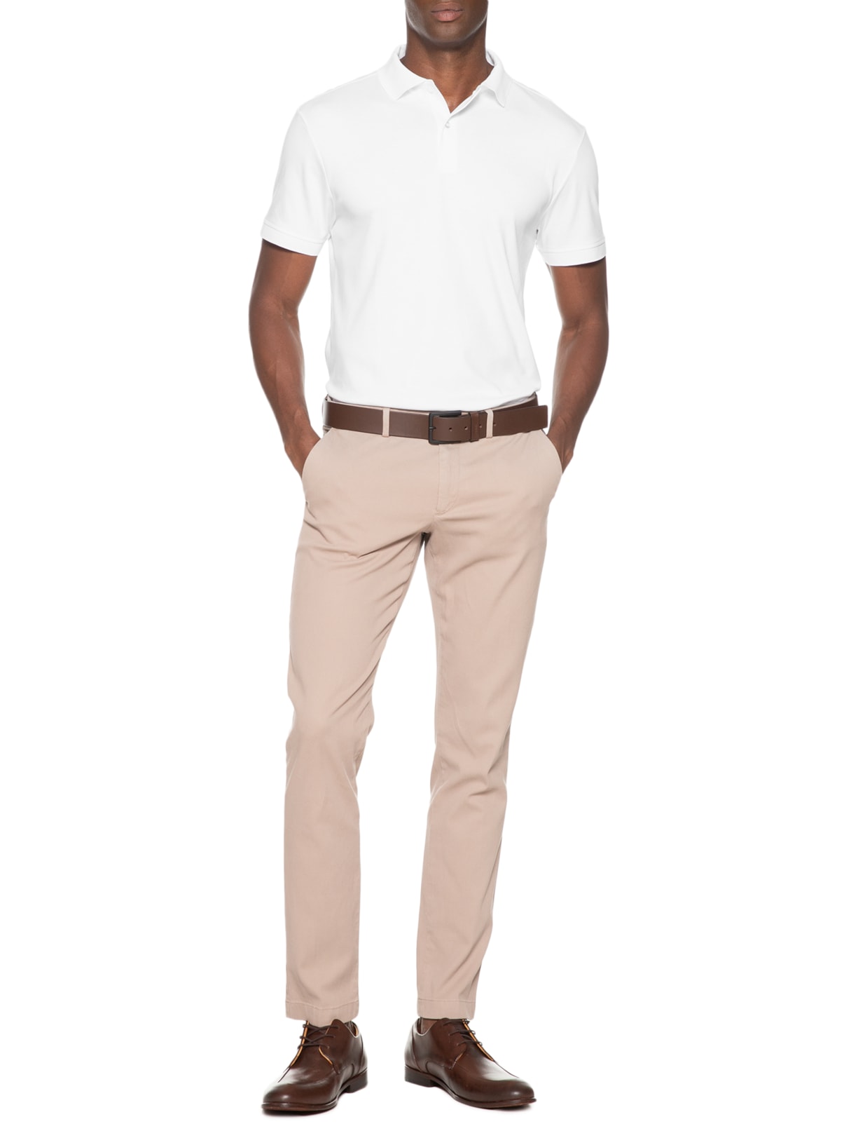 Polo Masculina Pima Cotton com Botões Branco Paramount Alfaiataria