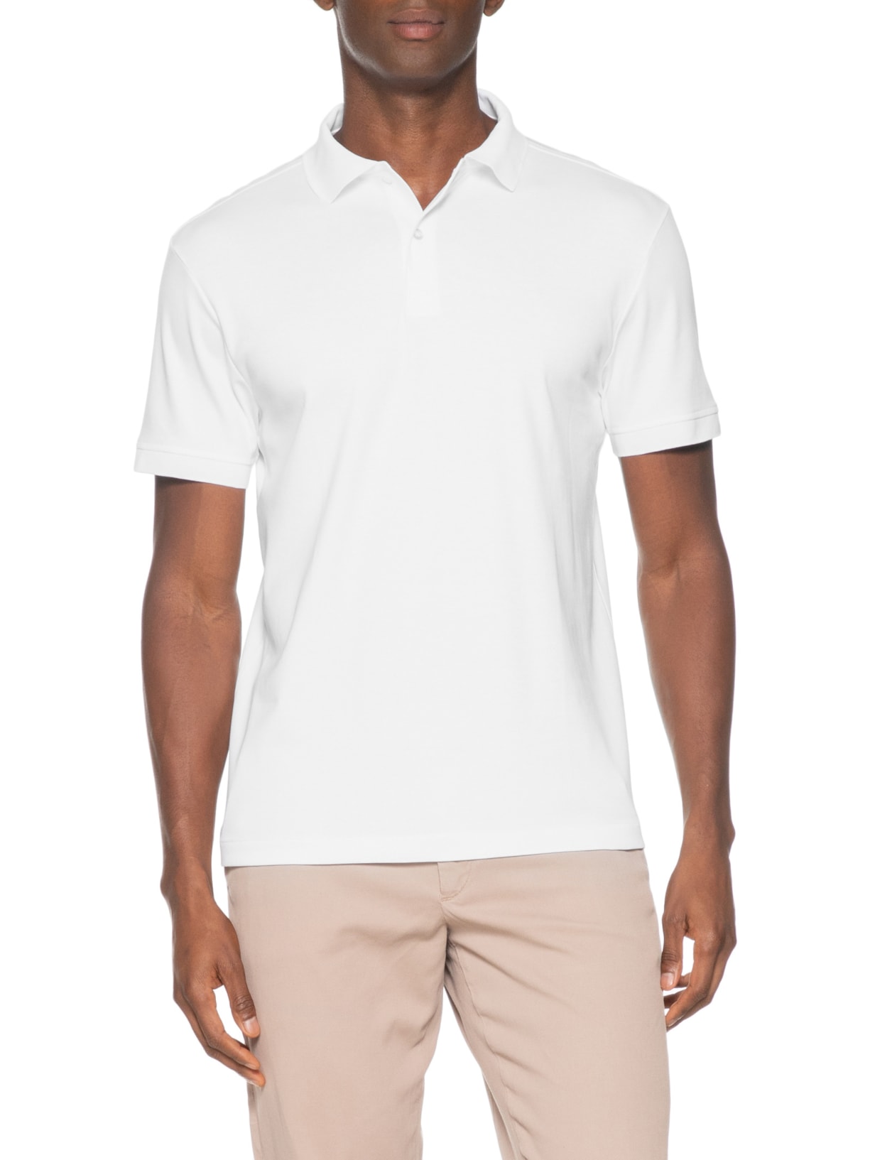 Polo Masculina Pima Cotton com Botões Branco Paramount Alfaiataria