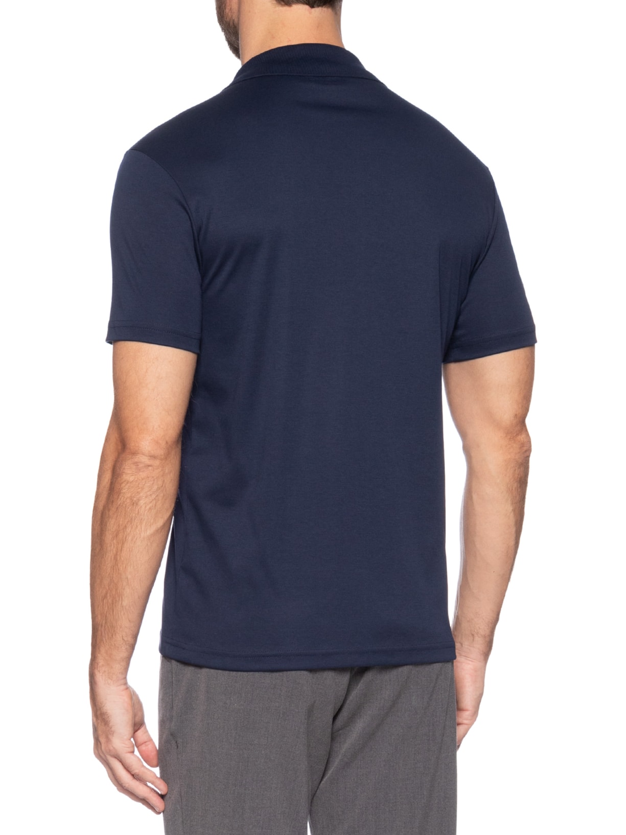 Polo Masculina Pima Cotton Gola V Azul Paramount Alfaiataria